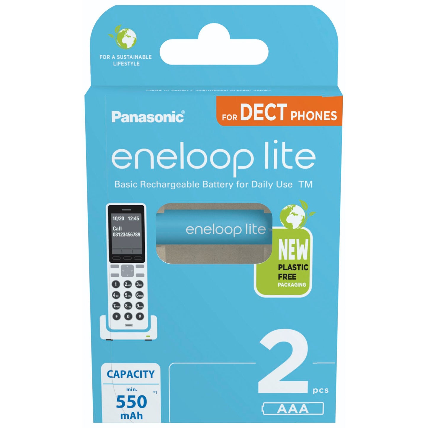 1x2 Panasonic Eneloop lite Micro 550mAh AAA DECT     BK-4LCCE/2DE