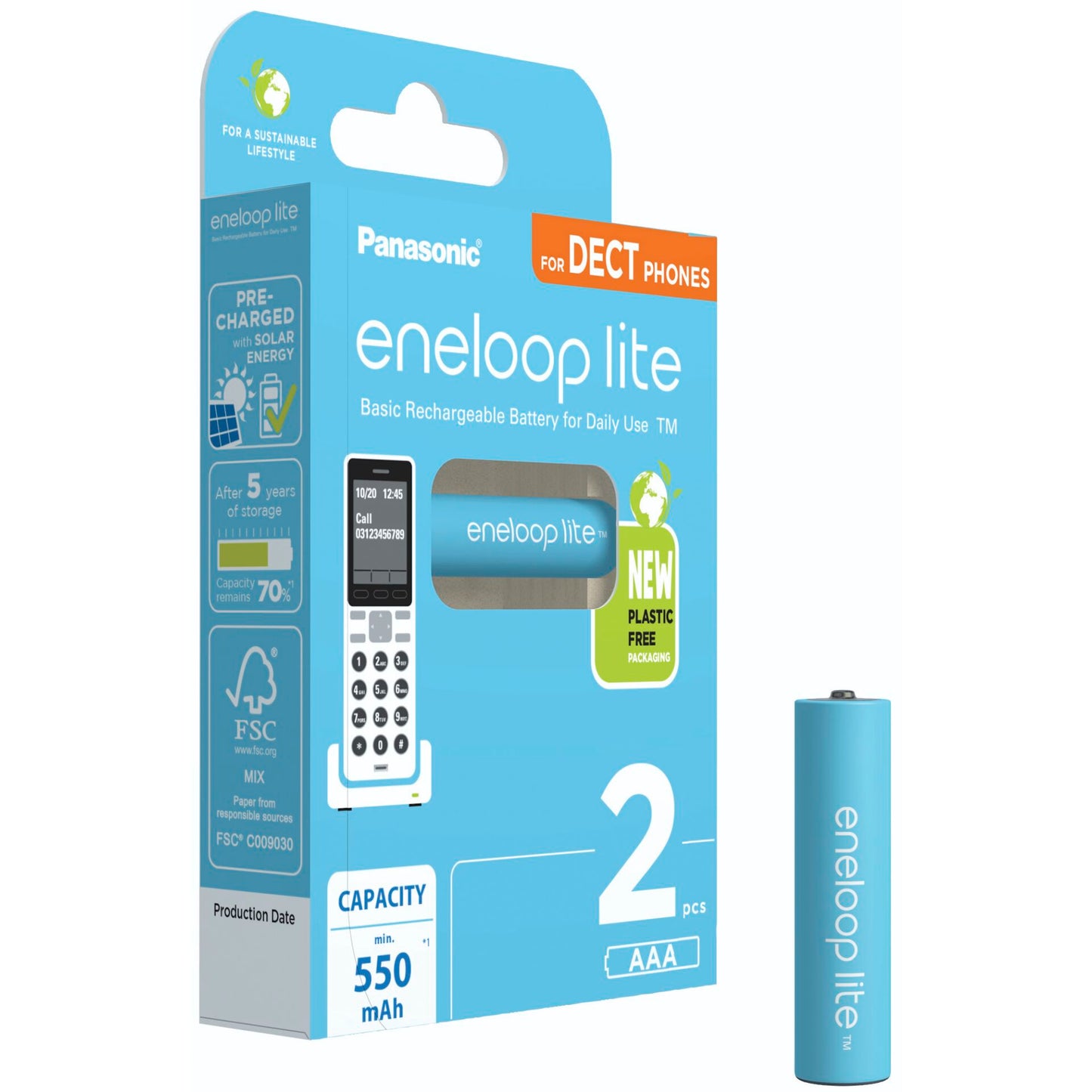 1x2 Panasonic Eneloop lite Micro 550mAh AAA DECT     BK-4LCCE/2DE