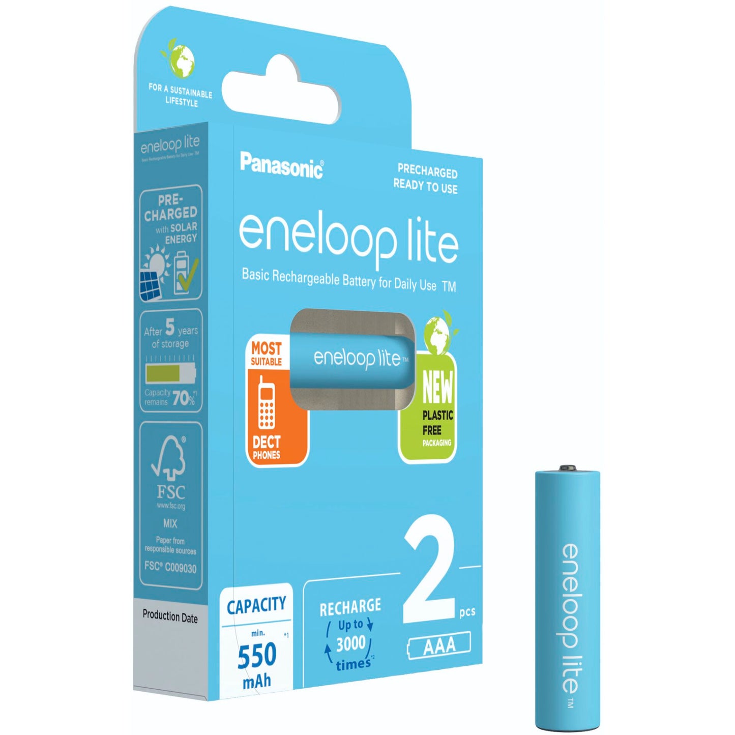 1x2 Panasonic Eneloop lite Micro 550mAh AAA Ni-MH    BK-4LCCE/2BE