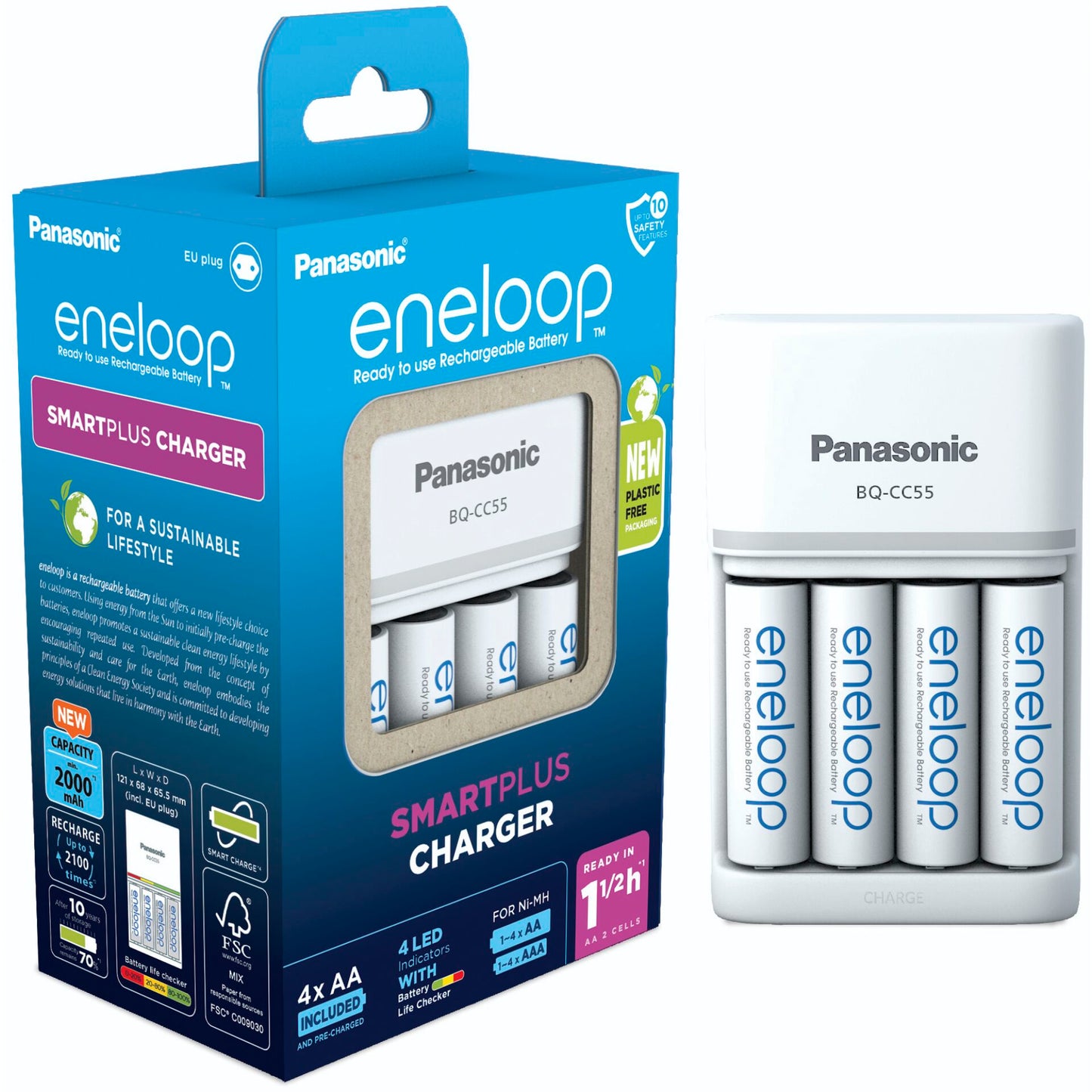 Panasonic Eneloop Smart Plus Cha BQ-CC55 incl. 4xAA K-KJ55MCD40E