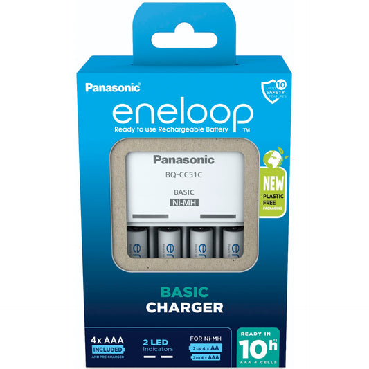 Panasonic Eneloop Basic Charger BQ-CC51 incl. 4xAAA K-KJ51MCD04E