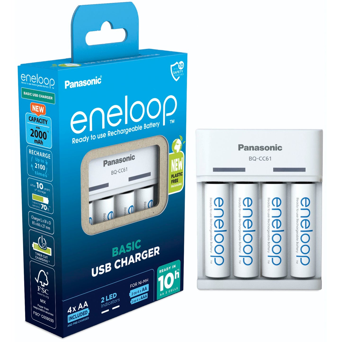Panasonic Eneloop Basic Charger USB BQ-CC61 incl. 4xAA 2200mAh