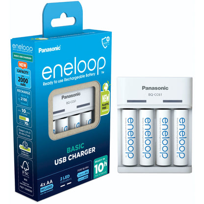 Panasonic Eneloop Basic Charger USB BQ-CC61 incl. 4xAA 2200mAh