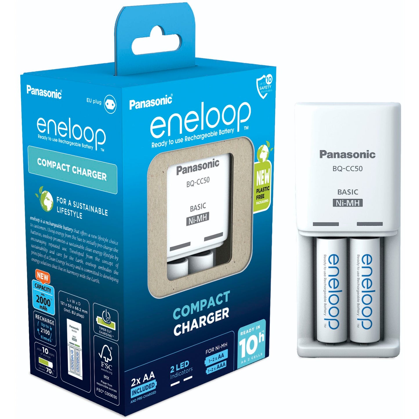 Panasonic Eneloop Compact Charg. BW-CC50 incl. 2xAA K-KJ50MCD20E