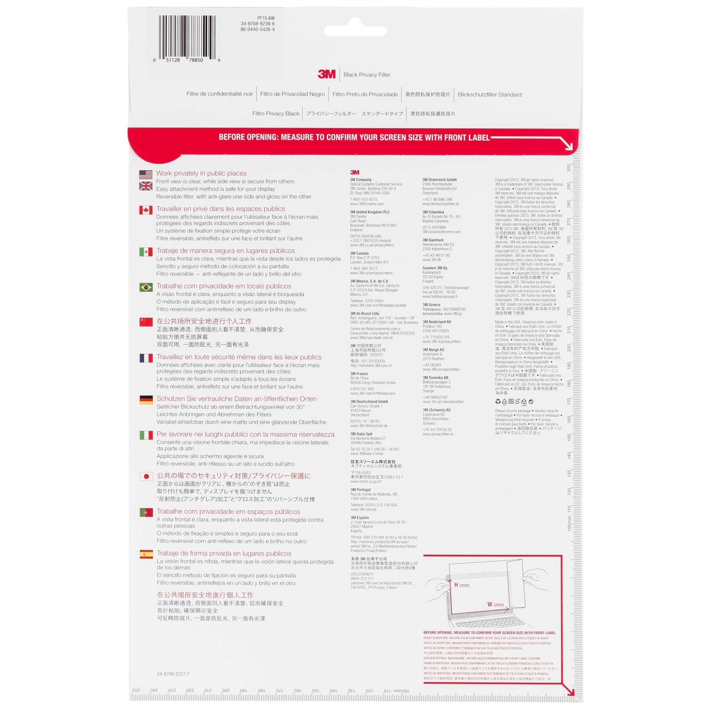 3M PF156W9B Privacy Filter Black for 39,6cm 15,6  16:9