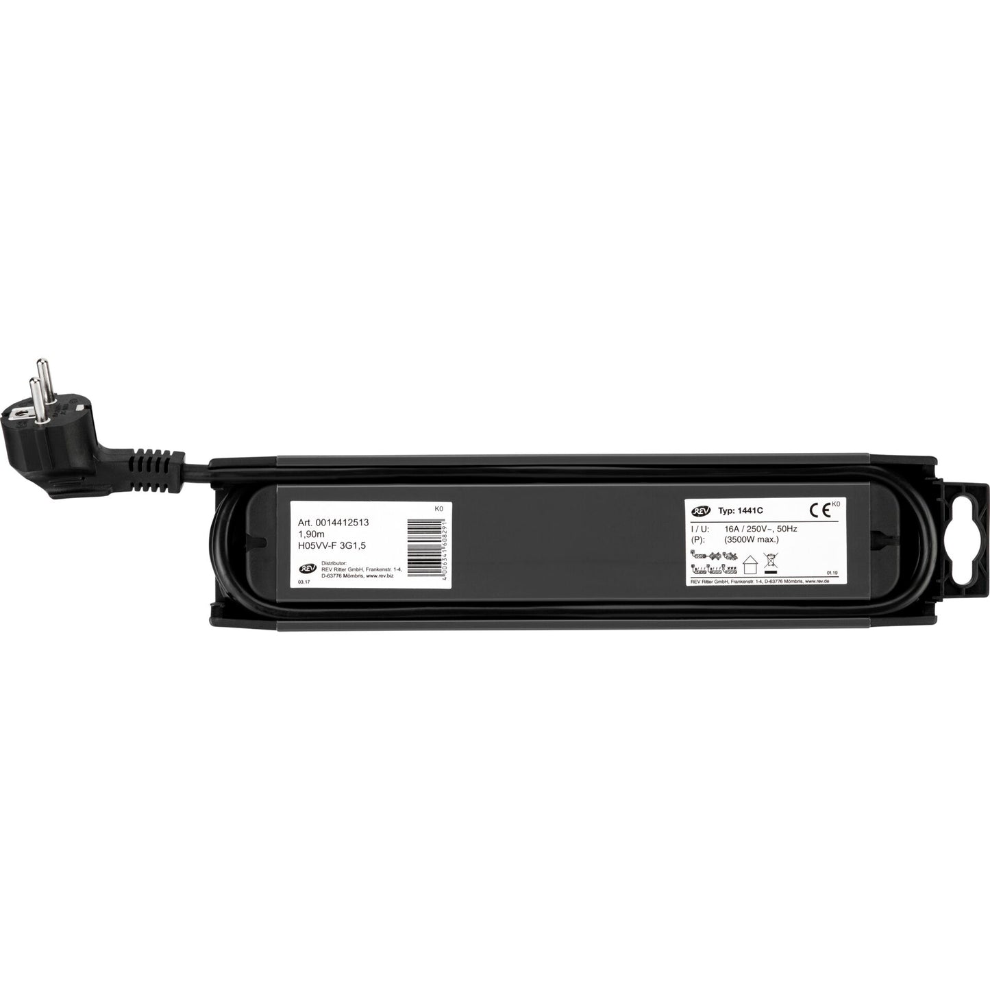 REV Outlet Strip     4-fold 1,9m Supraline w. switch anthracite