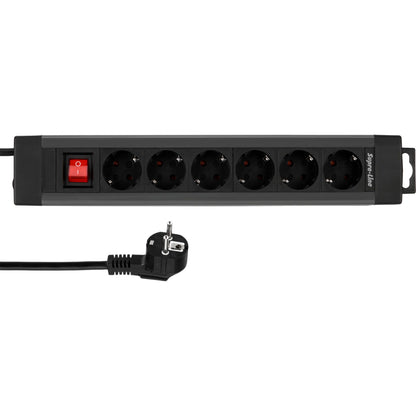 REV Outlet Strip   6-fold 2,4m Supraline w. switch anthracite