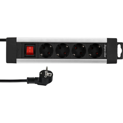 REV Outlet Strip   4-fold 1,9m Supraline w. switch silver