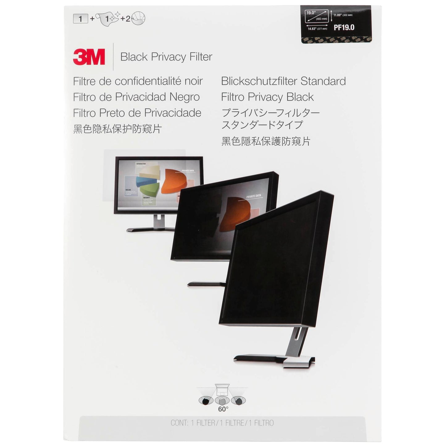 3M PF190C4B Privacy Filter Black for 48,3cm 19,0  5:4
