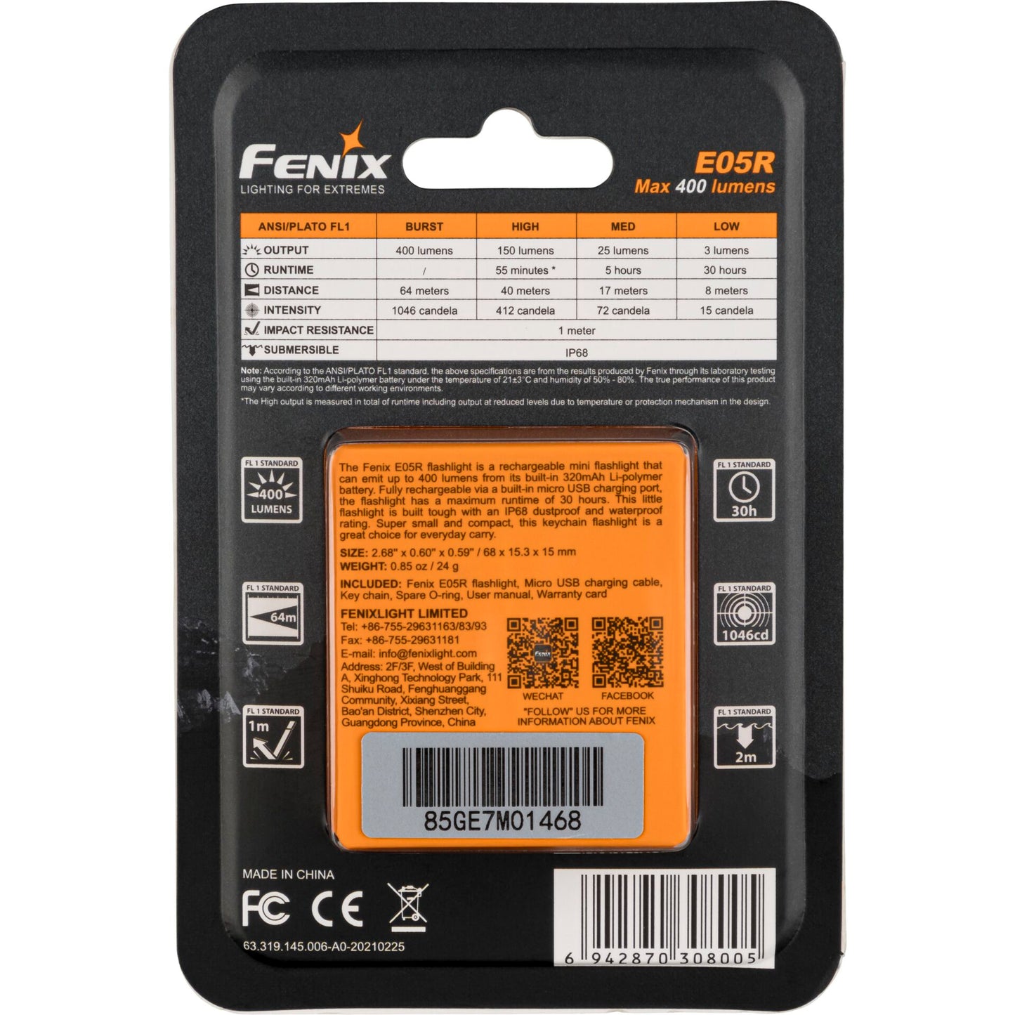 Fenix E05R 400 lm Torch