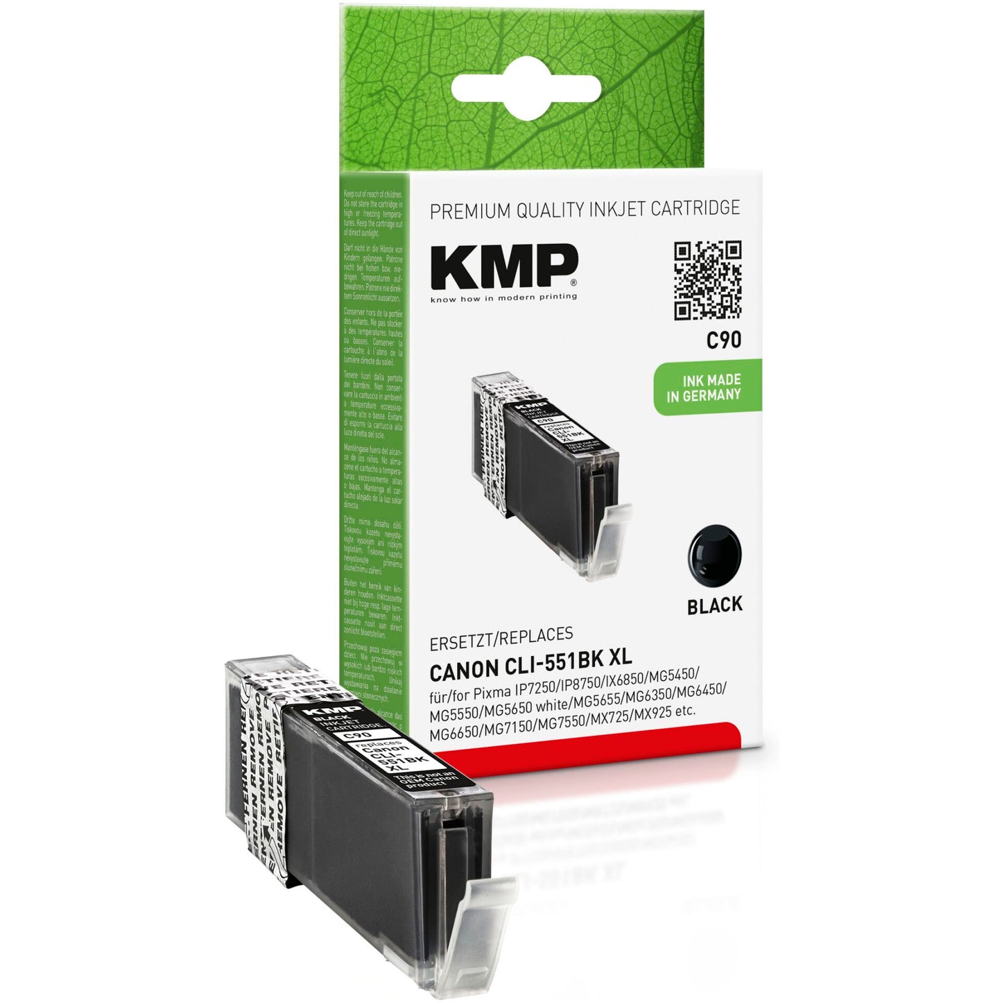 KMP C90 ink cartridge black comp. with Canon CLI-551 BK XL