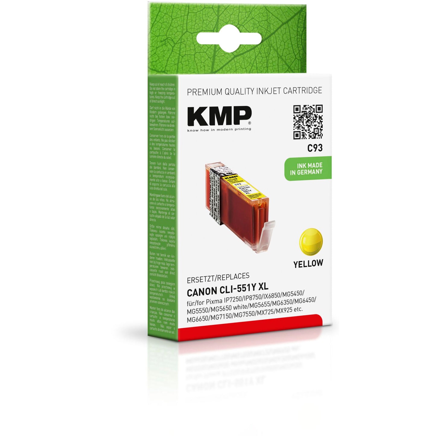 KMP C93 ink cartridge yellow comp. with Canon CLI-551 Y XL