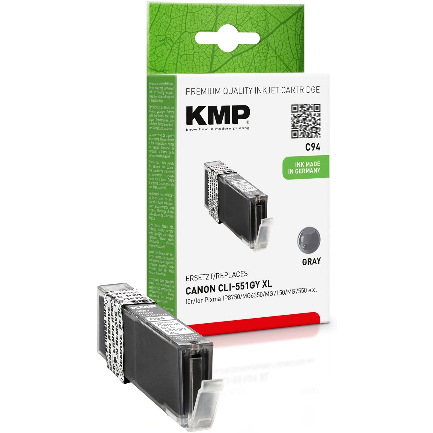 KMP C94 ink cartridge grey comp. with Canon CLI-551 GY XL