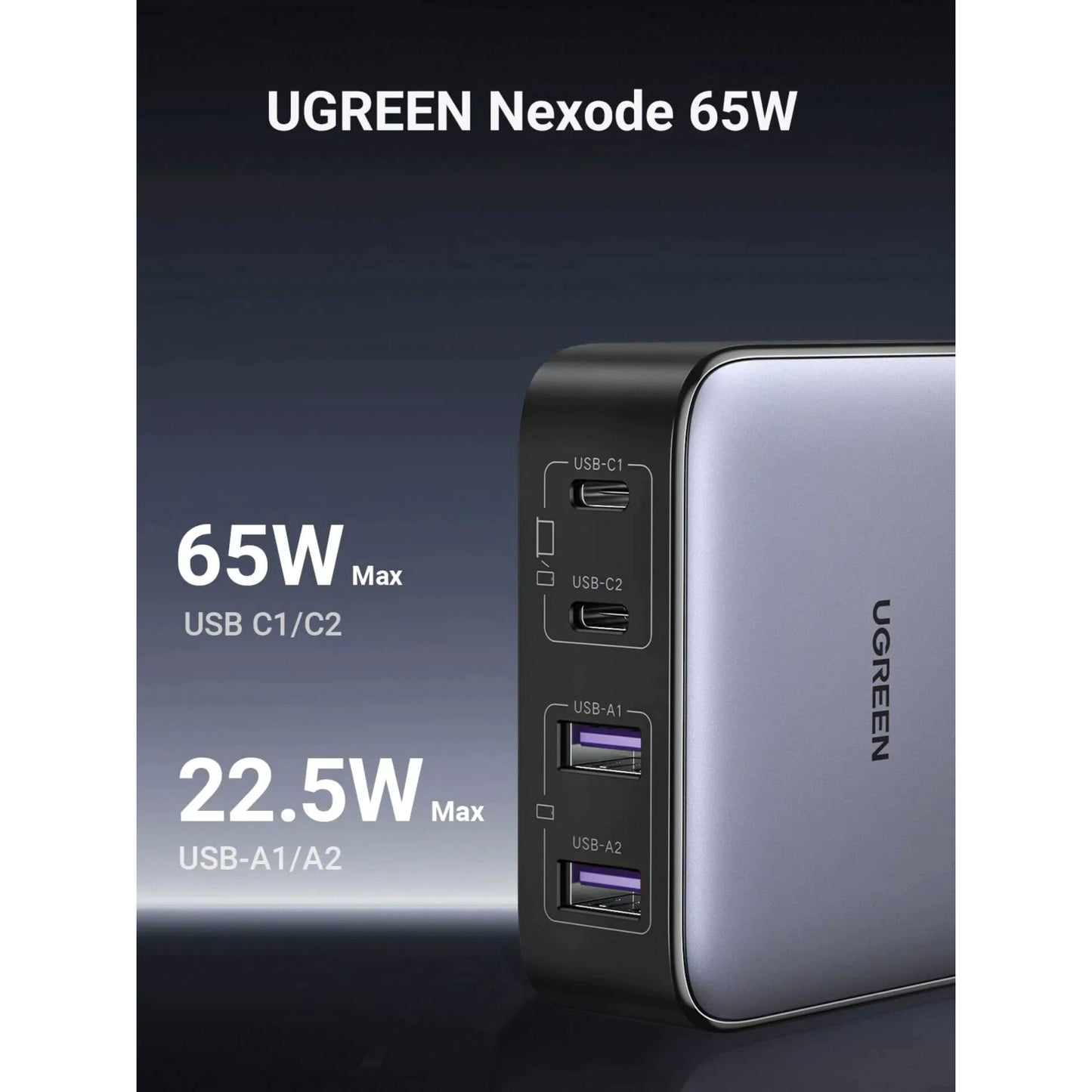 UGREEN Nexode 2*USB-A + 2*USB-C 65W Desktop Fast Charger