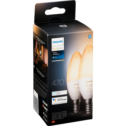 Philips Hue LED Lamp E14 2-Pack 5,2W 470lm White Ambiance