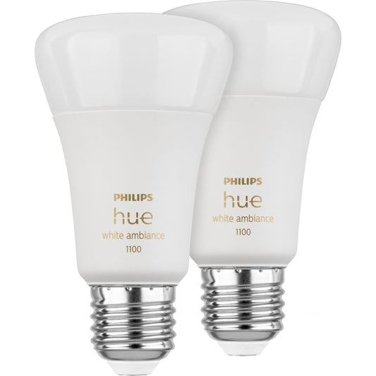 Philips Hue LED Lamp E27 2-Pack Set 1100lm White Ambiance
