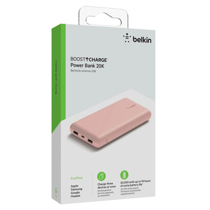 Belkin Powerbank 20.000mAh pink 15W+USB-A/C Kab. 15cm BPB012btRG