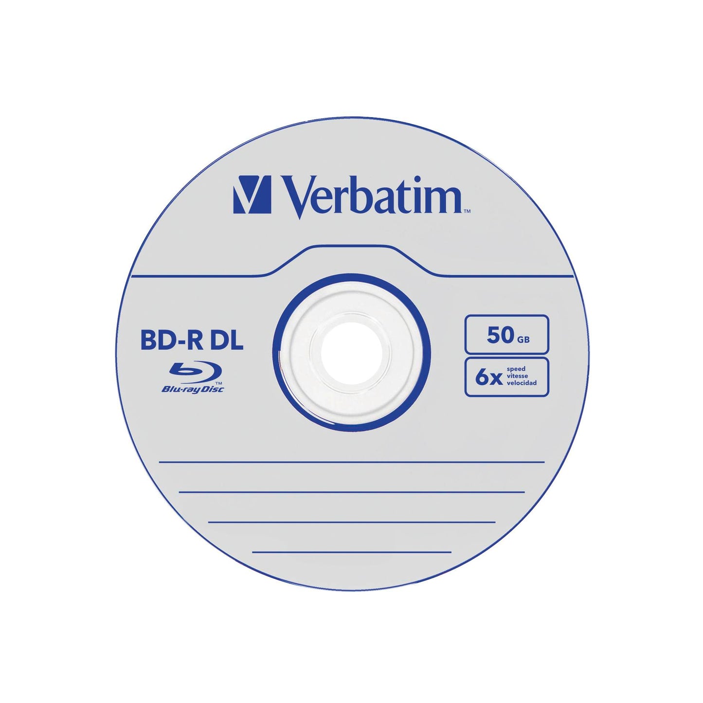 1x10 Verbatim BD-R Blu-Ray 50GB 6x Speed, white blue Cakebox