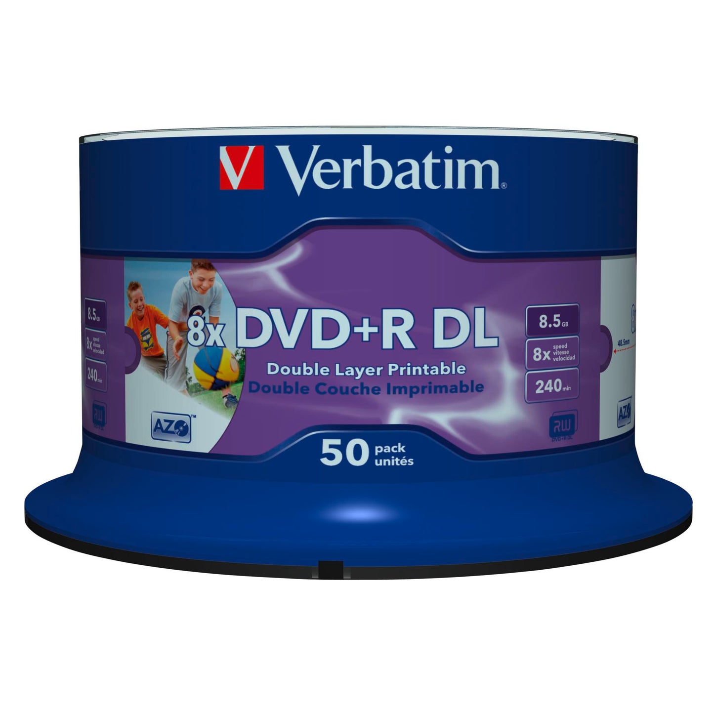 1x50 Verbatim DVD+R Double Layer 8x Speed, 8,5GB wide printable