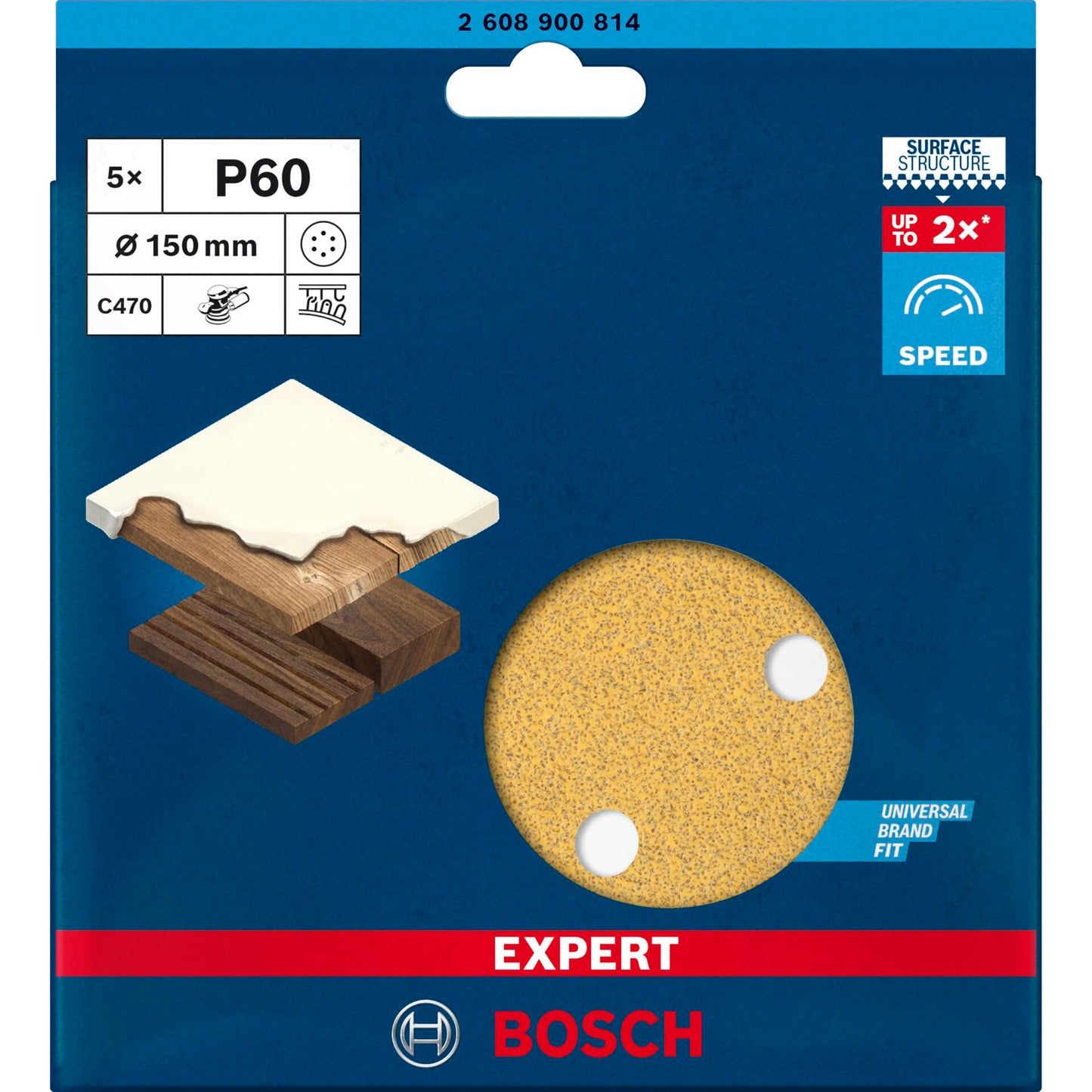 Bosch Sanding Pad C470,150mm K60, 5x EXPERT