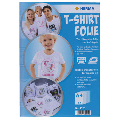 Herma T-Shirt Foil A4 for light + white Textiles  20 Sheets 4525
