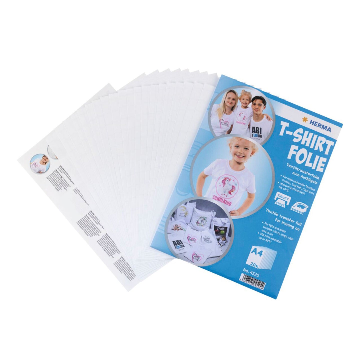 Herma T-Shirt Foil A4 for light + white Textiles  20 Sheets 4525