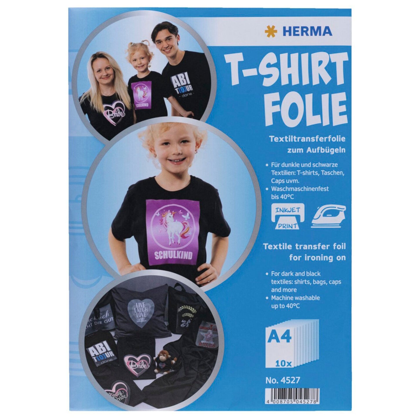 Herma T-Shirt Foil A4 f. dark + black Textiles 10 Sheets 4527