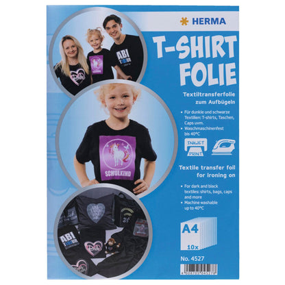 Herma T-Shirt Foil A4 f. dark + black Textiles 10 Sheets 4527