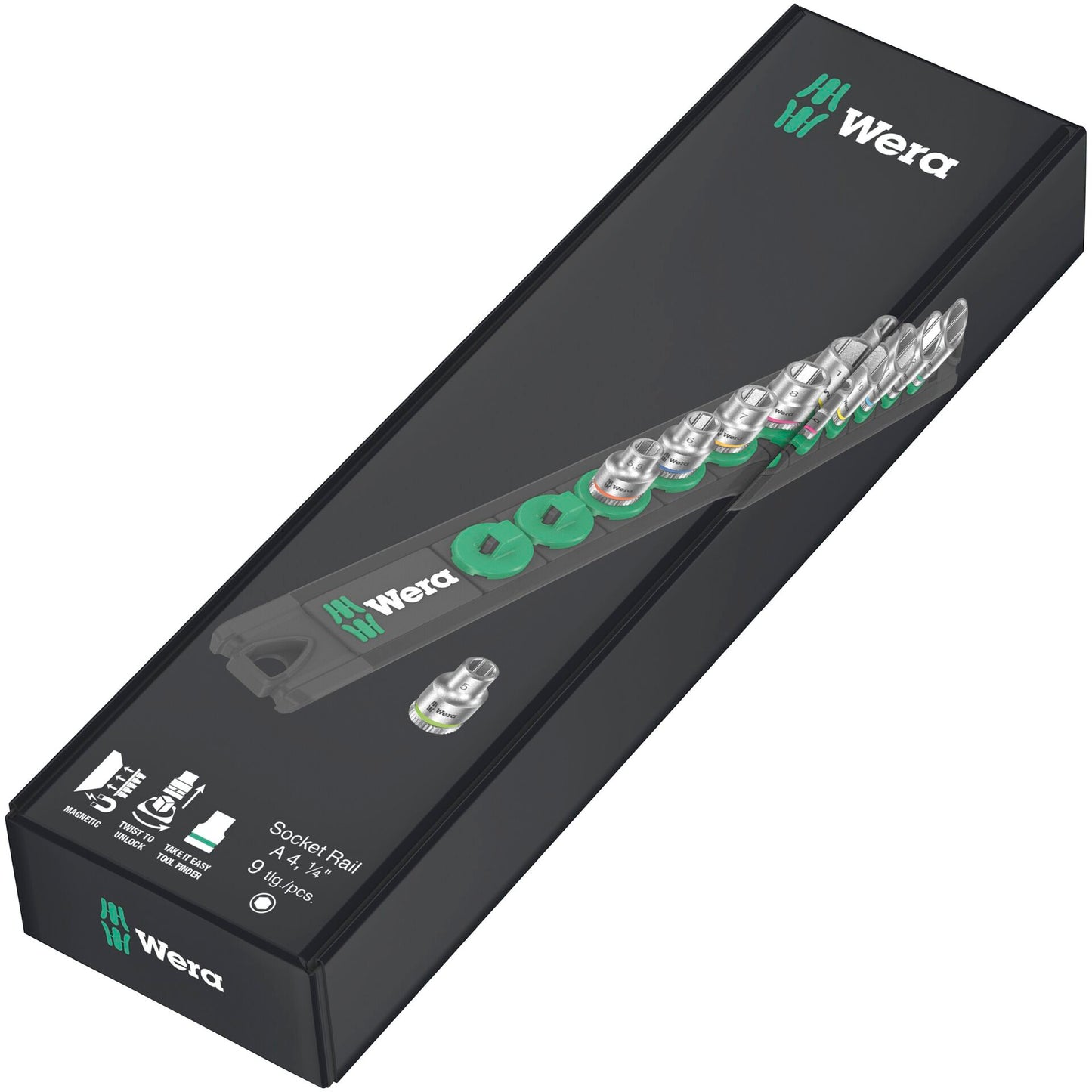 Wera Magnetic Socket Rail  A 4 Zyklop Socket Set