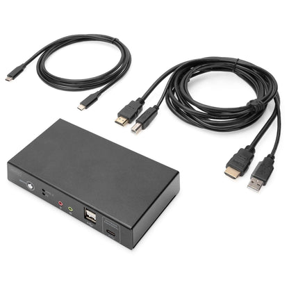 DIGITUS KVM-Switch 2-Port 4K30Hz,USB-C/USB/HDMI in/out