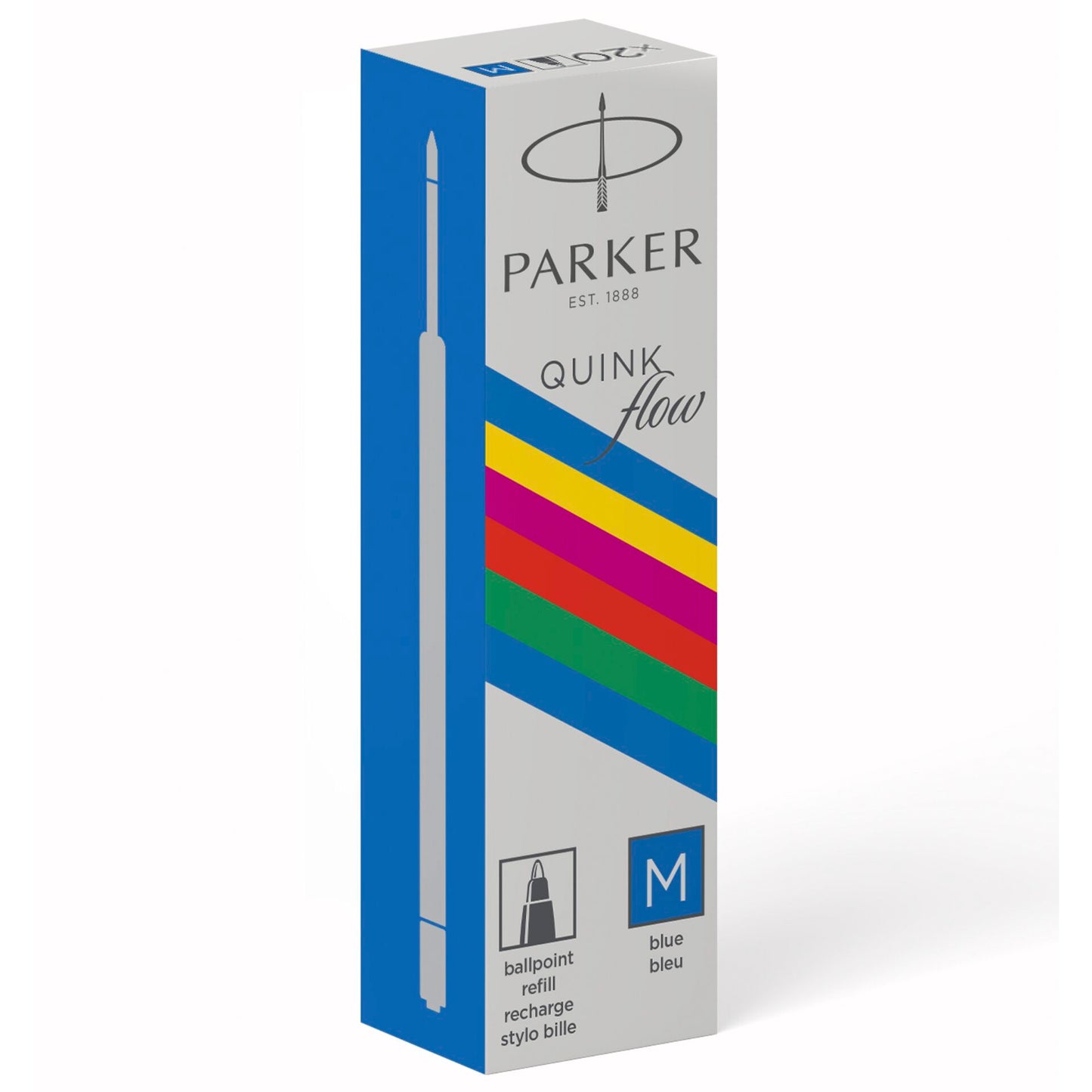 1x20 Parker Quinkflow Basic Ballpoint Pen Refill M blue