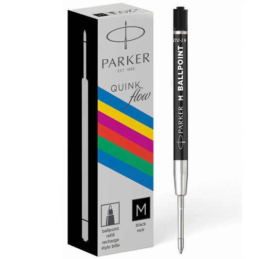 1x20 Parker Quinkflow Basic Ballpoint Pen Refill M black