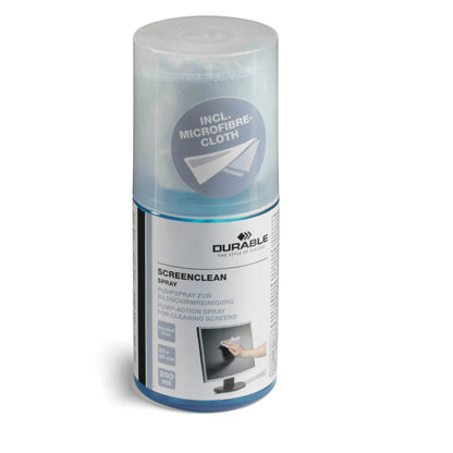 Durable SCREENCLEAN SPRAY 200ml Pump Action Spray + Cloth 582300