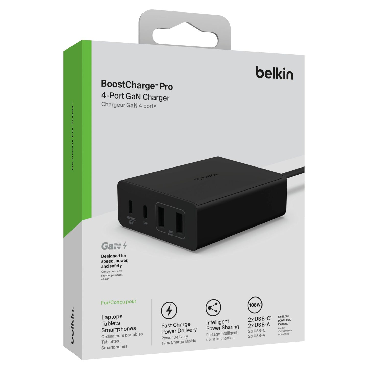 Belkin BOOST Charge Cha.108W GaN 2xUSB-C/2xUSB-A 2m    WCH010vfBK