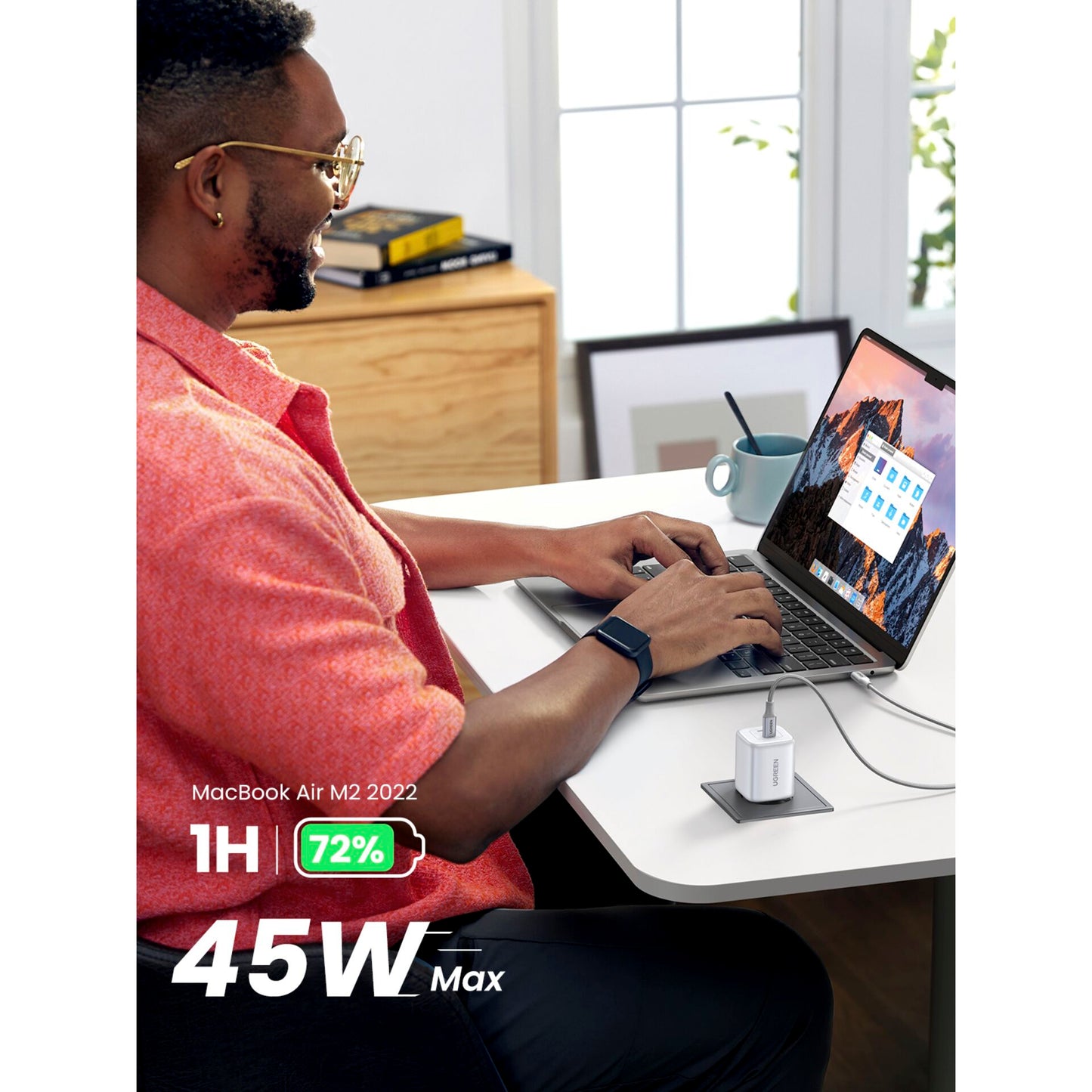 UGREEN Nexode 45W Dual USB-C PD Charger (25W+20W) white