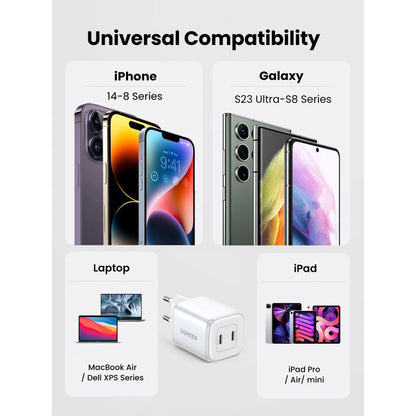 UGREEN Nexode 45W Dual USB-C PD Charger (25W+20W) white