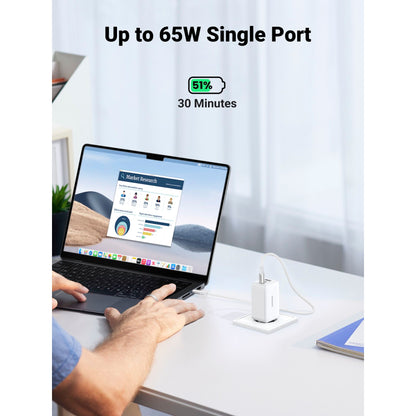 UGREEN Nexode USB-A+2*USB-C 65W GaN Tech Fast Charger White