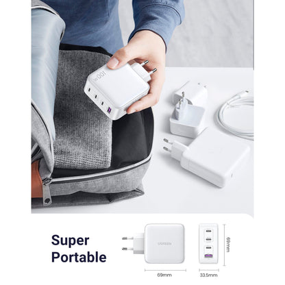 UGREEN USB-A+3xUSB-C 100W GaN Tech Fast Wall Charger EU White