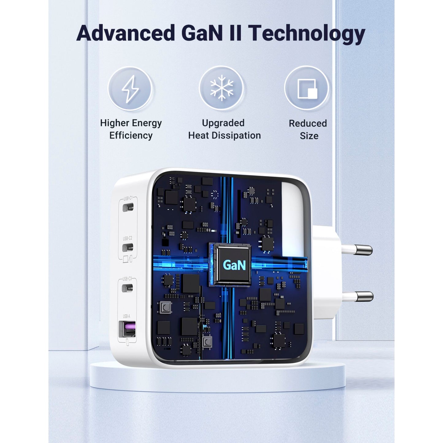 UGREEN USB-A+3xUSB-C 100W GaN Tech Fast Wall Charger EU White