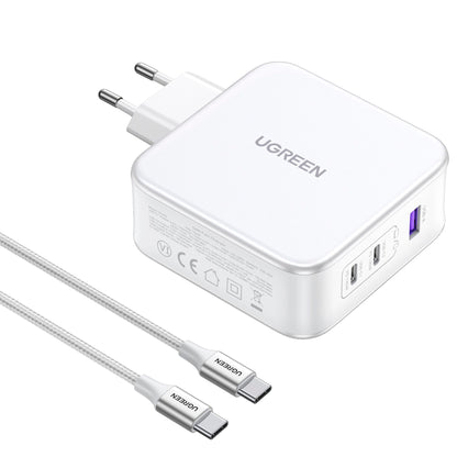 UGREEN Nexode USB-A+2*USB-C 140W GaN Fast Charger+USB-C Cable wht