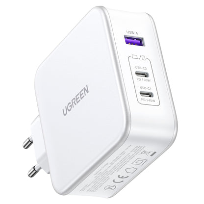 UGREEN Nexode USB-A+2*USB-C 140W GaN Fast Charger+USB-C Cable wht