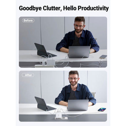 UGREEN Nexode USB-A+2*USB-C 140W GaN Fast Charger+USB-C Cable wht