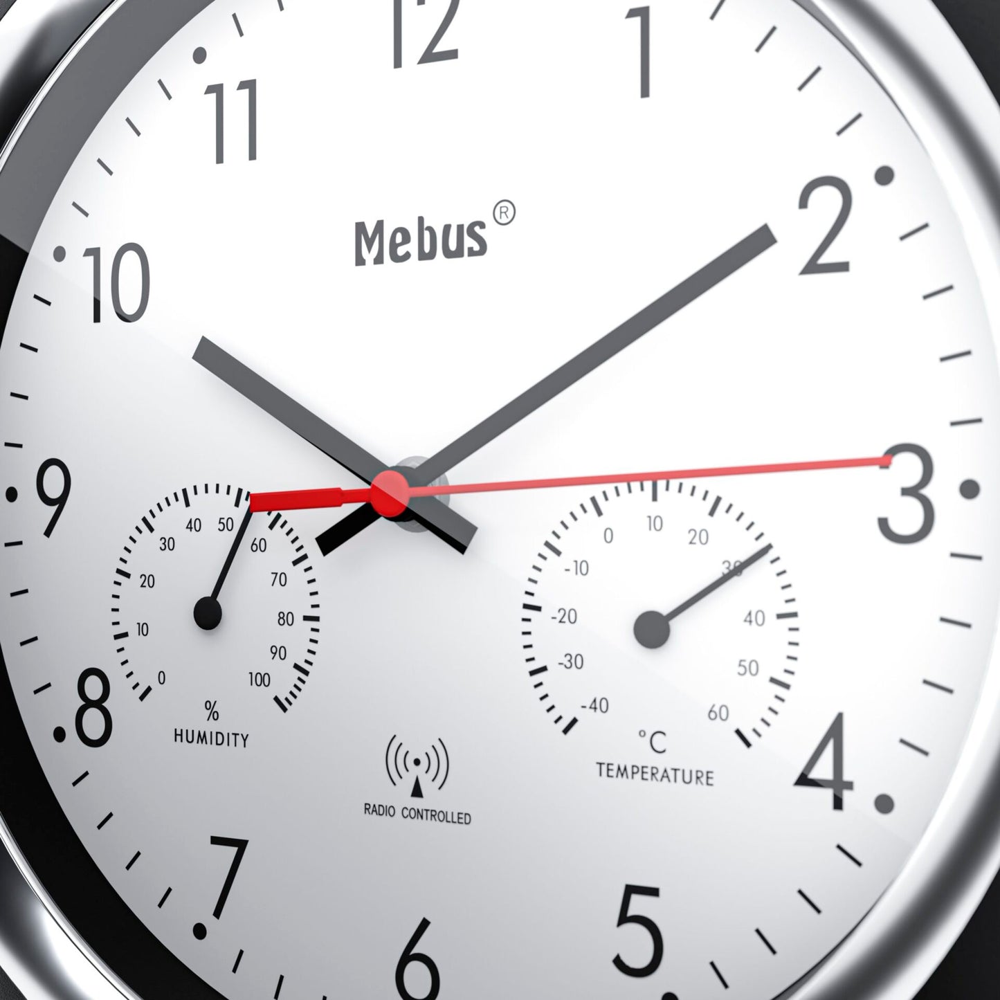 Mebus 19453 Radio controlled Wall Clock w. Thermo/Hygrometer
