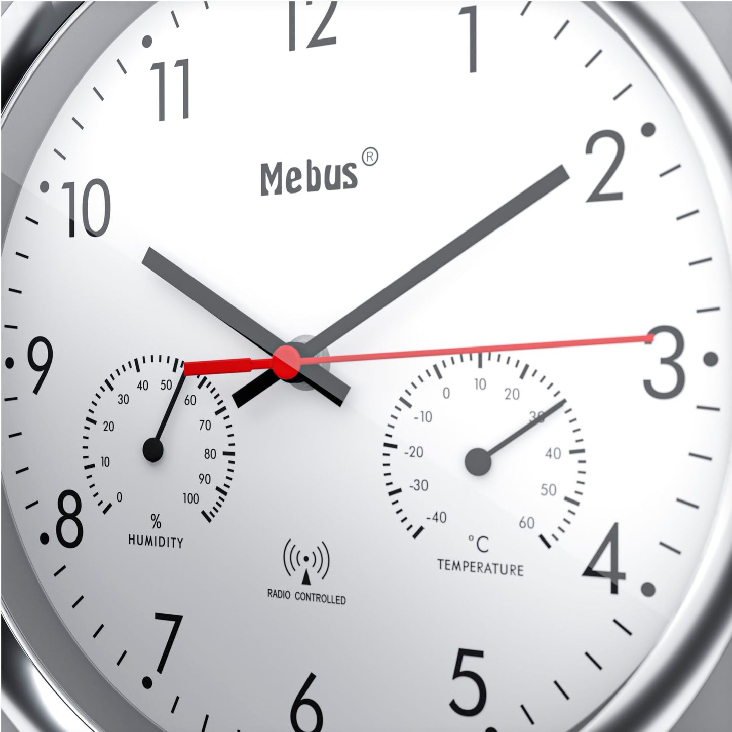 Mebus 19454 Radio controlled Wall Clock w. Thermo/Hygrometer