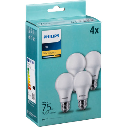 Philips LED Lamp E27 4 pcs. Set 10W (75W) 2700K
