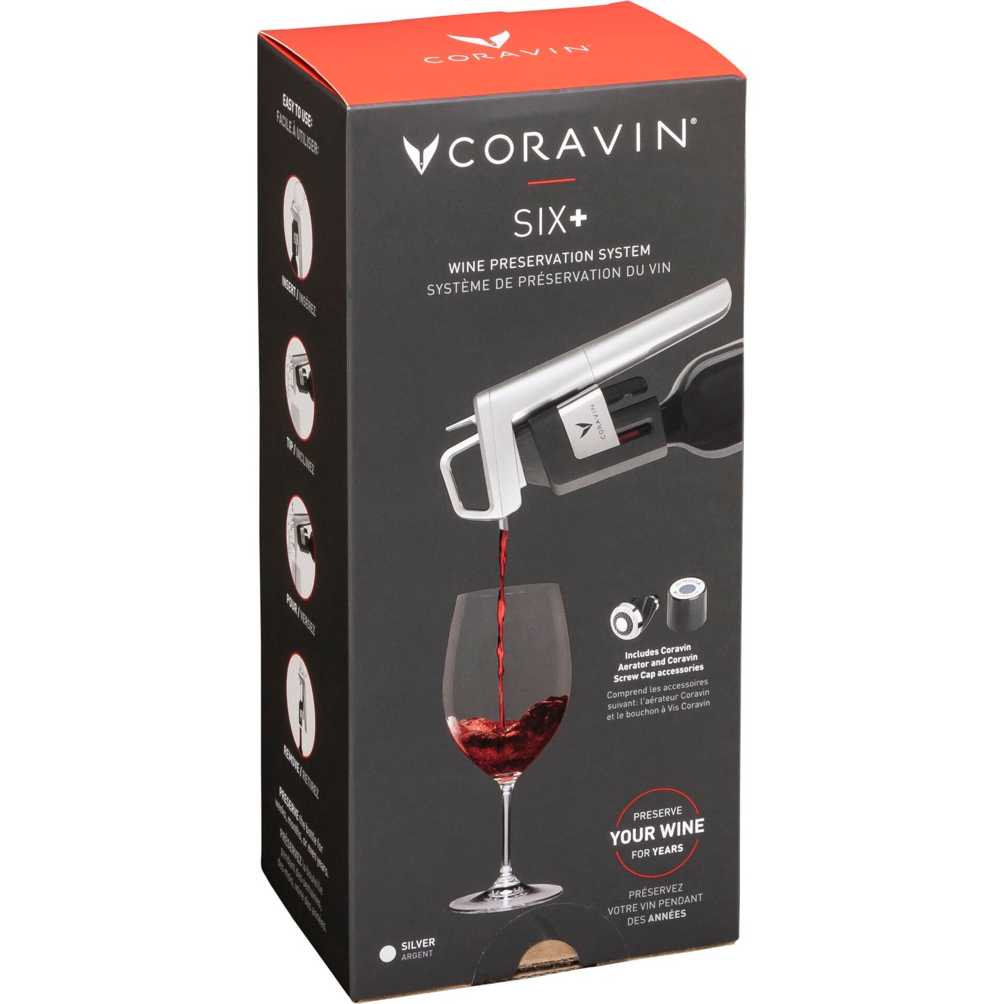 Coravin Wine System  silver Timeless Six + 12 pcs.