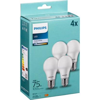 Philips LED Lamp E27 4-Pack 75W 4000K
