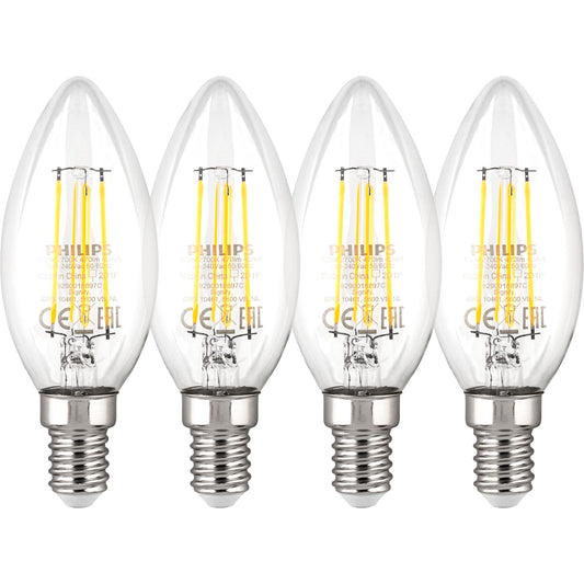 Philips LED Lamp E14 4-Pack 40W 2700K Filament candle