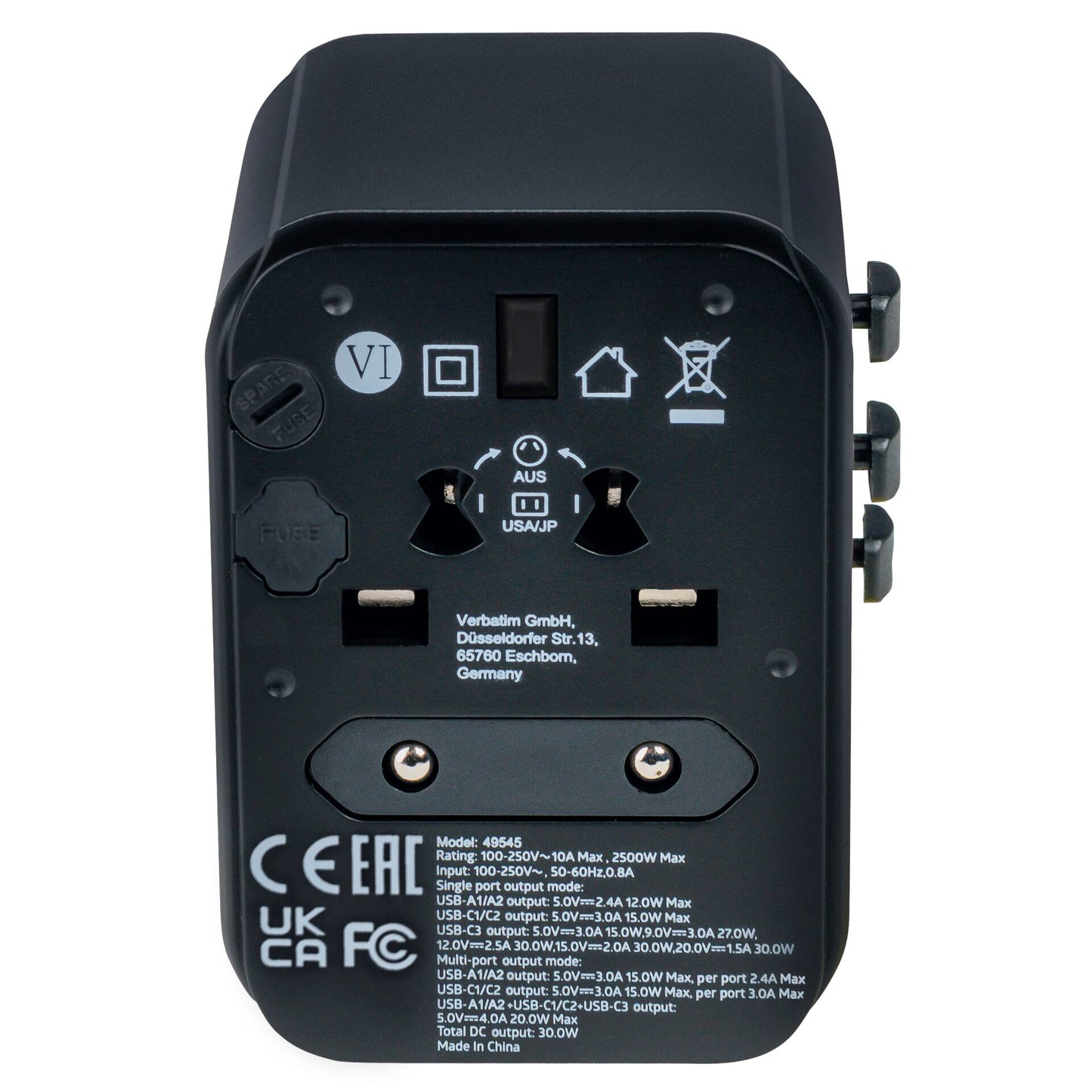 Verbatim Uni.Travel Adapt.UTA-03 USB-C 30W 2xUSB-C 2xUSB-A  49545