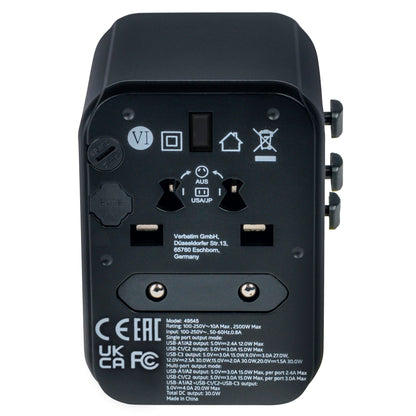 Verbatim Uni.Travel Adapt.UTA-03 USB-C 30W 2xUSB-C 2xUSB-A  49545